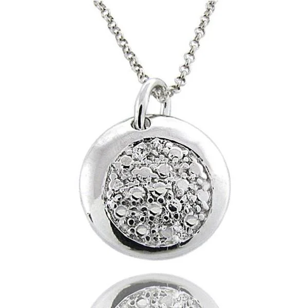 stylish infinity chain necklace -Sterling Silver Diamond Accent Disc Necklace