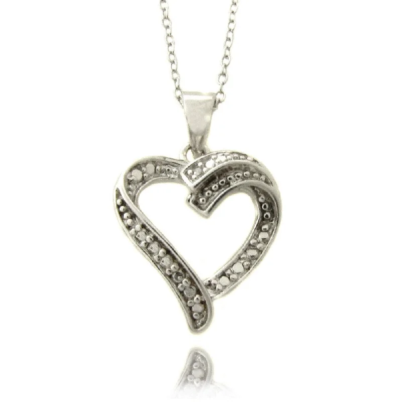 elegant silver necklace for women -Sterling Silver Diamond Accent Heart Necklace