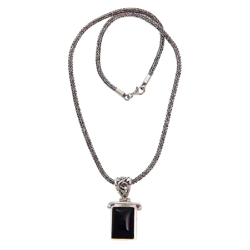 luxury silver pendant necklace -Sterling Silver Onyx 'Dream Guide' Necklace