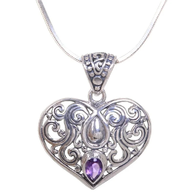 moonstone pendant necklace for women -Sterling Silver 'Tears from the Heart' Amethyst Necklace