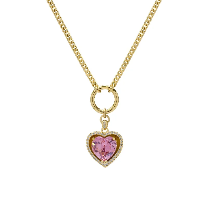 personalized gemstone necklace -Victoria Townsend Gold Plated Pink Cubic Zirconia Heart Necklace