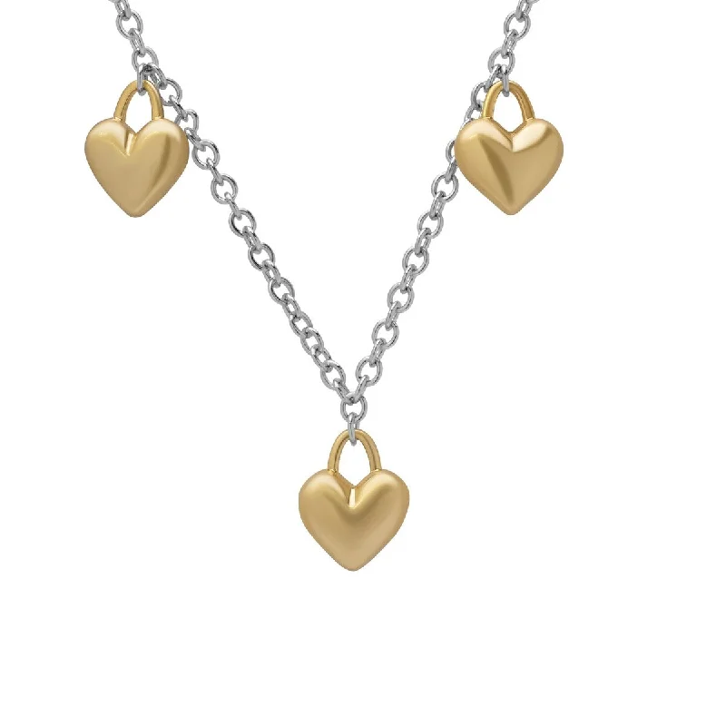 luxurious pearl and gold necklace -Victoria Townsend Gold Plated Two Tone Three Heart Necklace