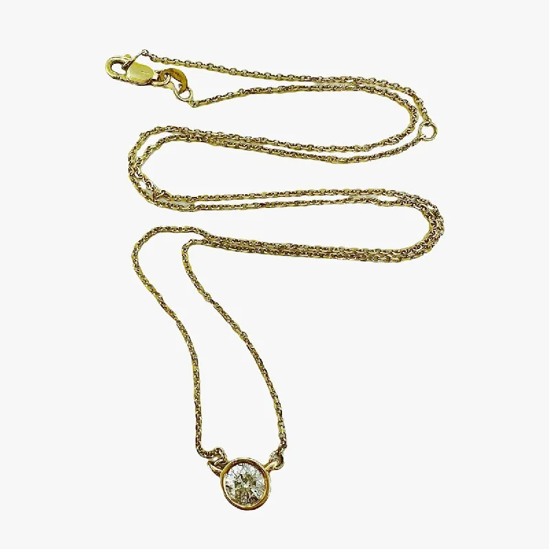 vintage pendant for chain necklace -14K Gold Necklace with Bezel Set Diamond