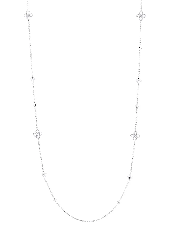 simple pendant necklace for men -Be Boodles Long White Gold Diamond Necklace