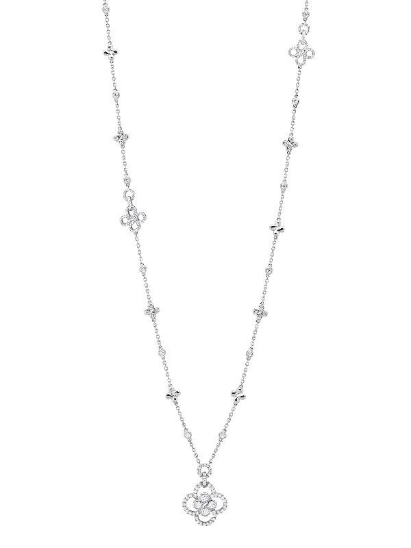 vibrant gemstone necklace -Be Boodles Long White Gold Necklace