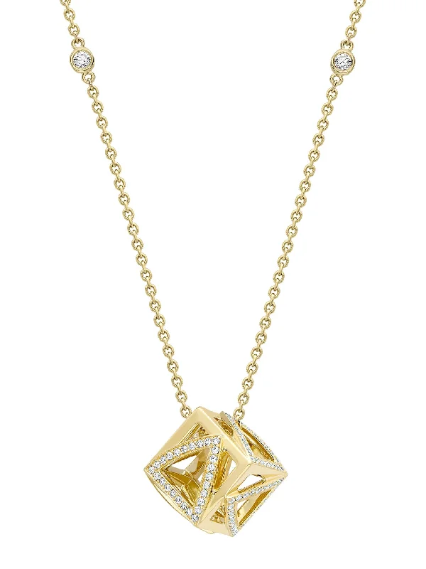 trendy zodiac pendant necklace -Be You Yellow Gold Cube Pendant