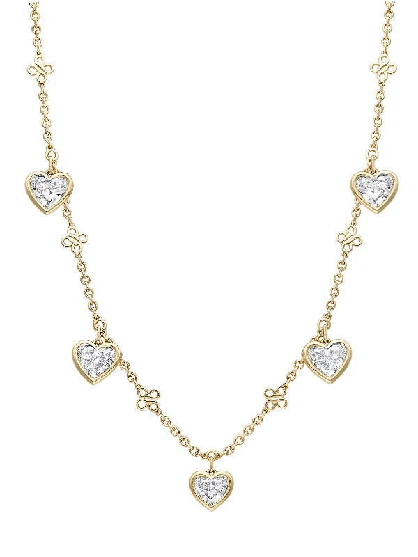 celestial gold necklace -Beach Heart Diamond Yellow Gold Necklace