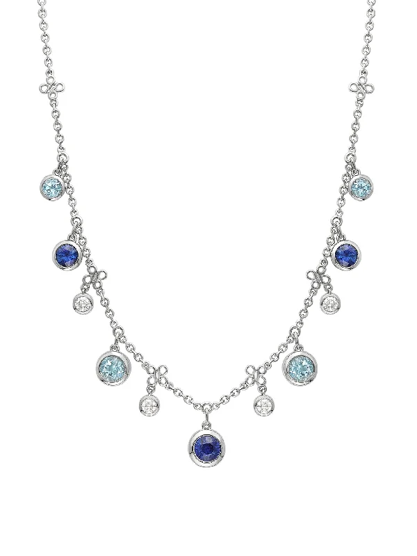 delicate pendant necklace for women -Beach Sapphire Aquamarine Platinum Necklace