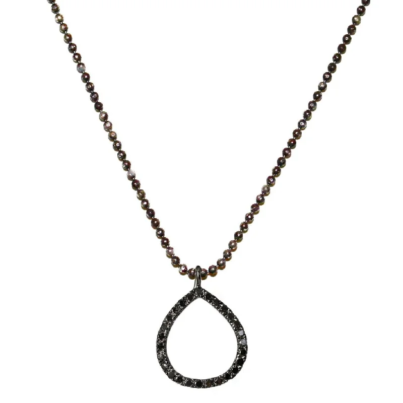 long chain with pendant -Chloe Necklace Silver Black Diamonds