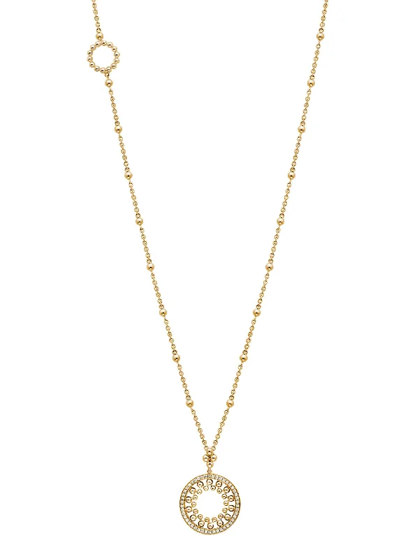 engraved gold pendant necklace -Circus Long Yellow Gold Bead Necklace