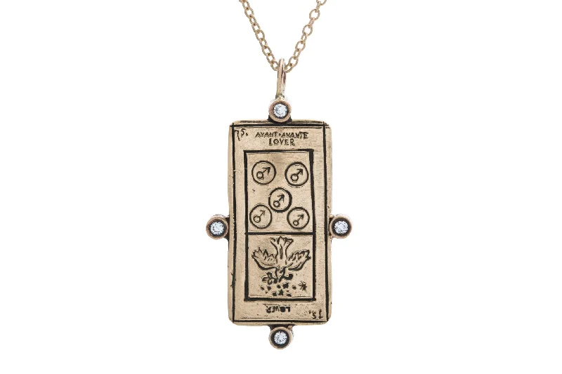 elegant gold chain with pendant -Diamond The Lovers Tarot Card Necklace