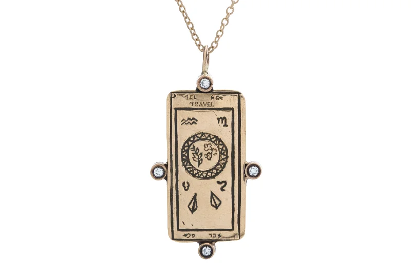 elegant chain necklace -Diamond Travel Tarot Card Necklace