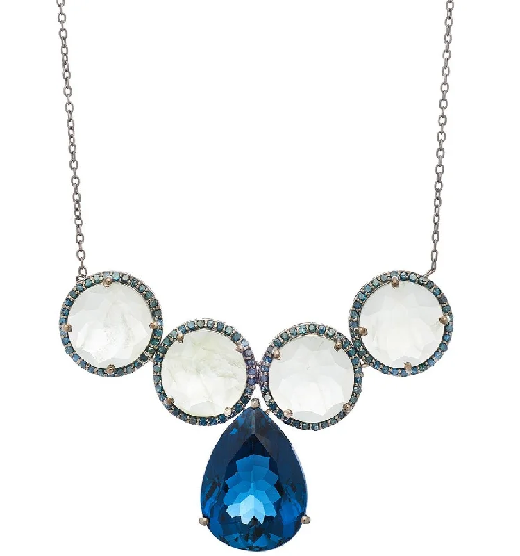 adjustable charm necklace for women -Glinda Necklace London Blue Topaz, Prehnite, and Blue Diamonds