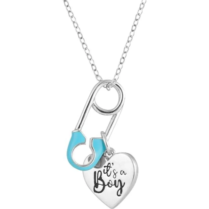 custom silver charm necklace -It's A Baby Boy Necklace