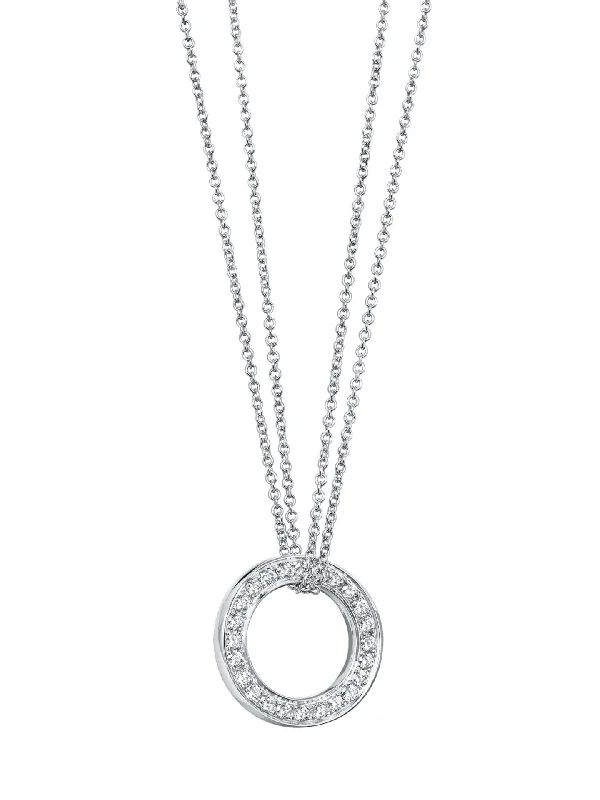 sparkling heart necklace for women -Roulette Large White Gold Diamond Pendant