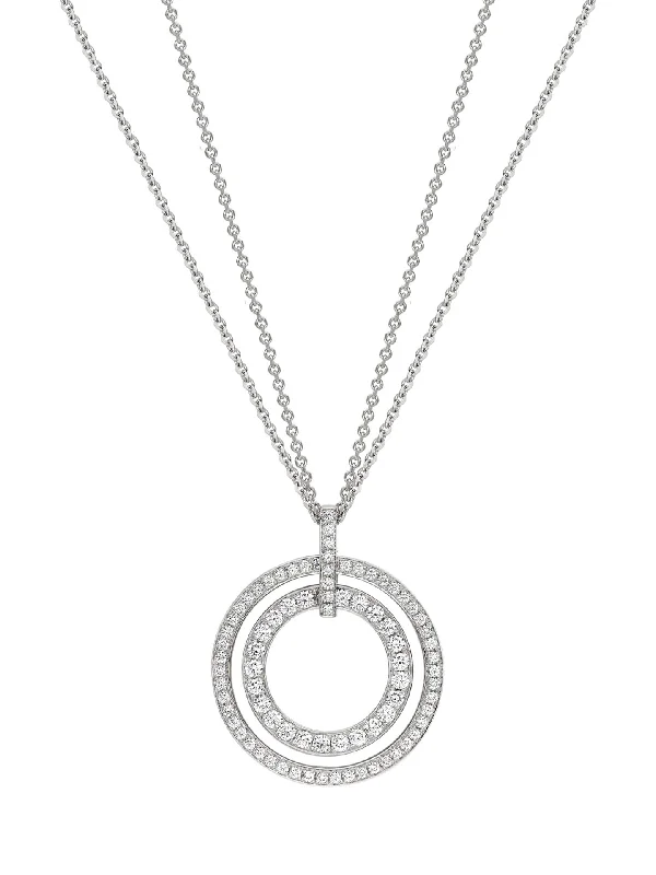 delicate pendant necklace for women -Roulette Large White Gold Double Diamond Pendant