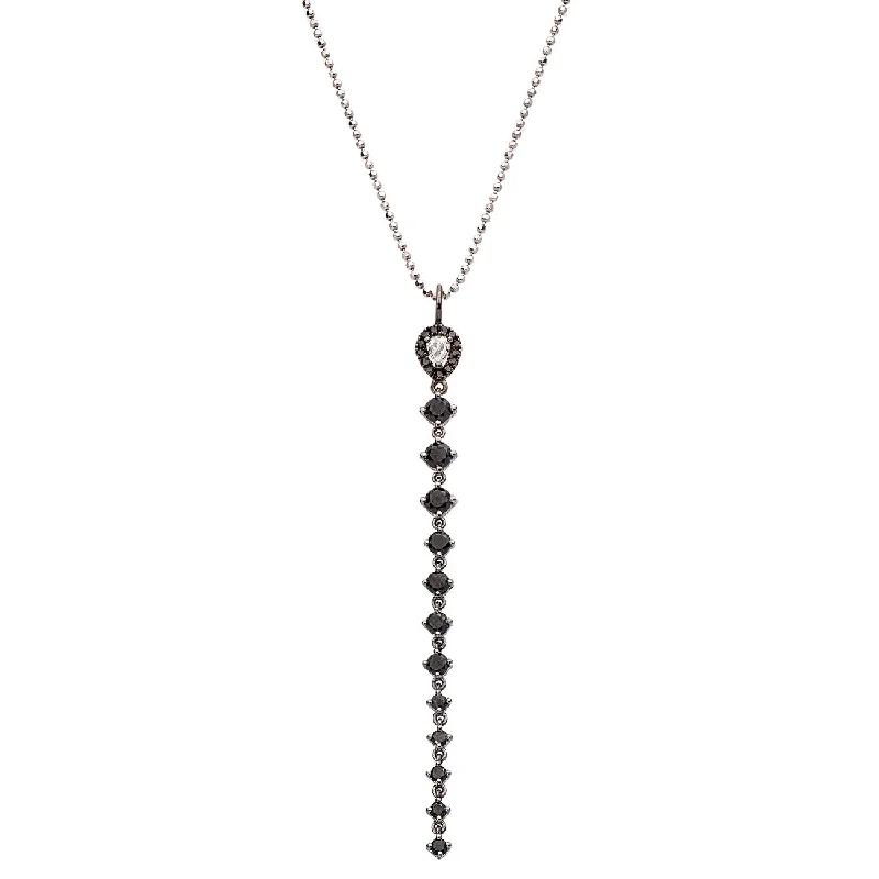 stylish pendant chain -Leigh Pendant Silver Black Diamonds