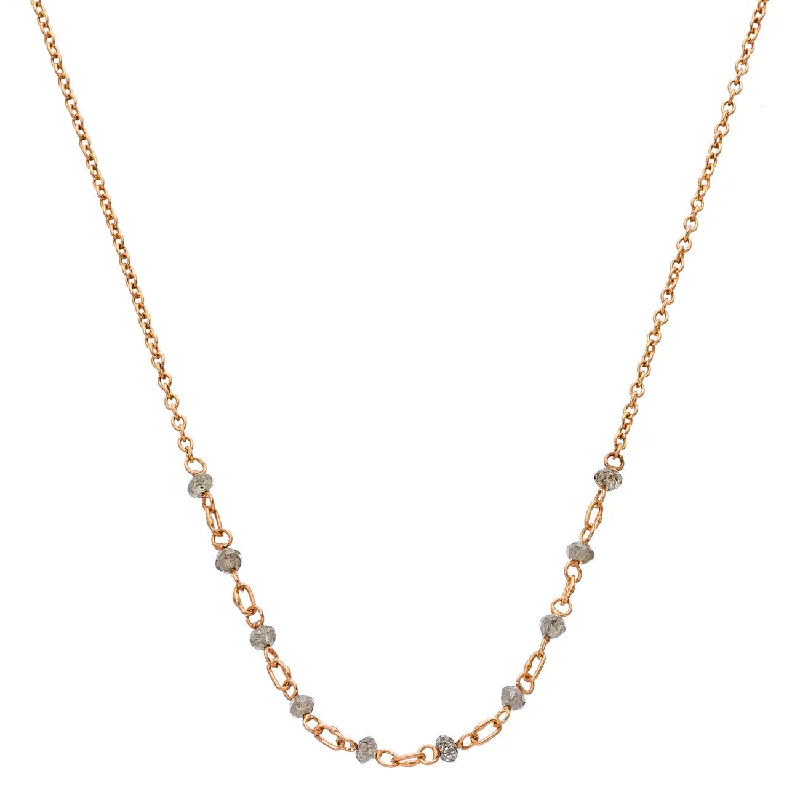 layered gemstone necklace -Lola Necklace 16" Rose Gold Champagne Diamond