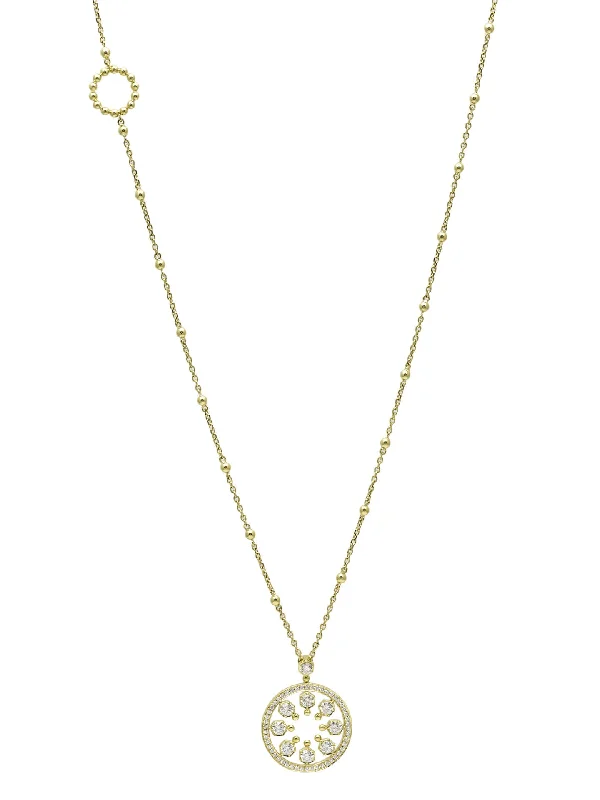 floral charm necklace -Circus Long Yellow Gold Diamond Necklace