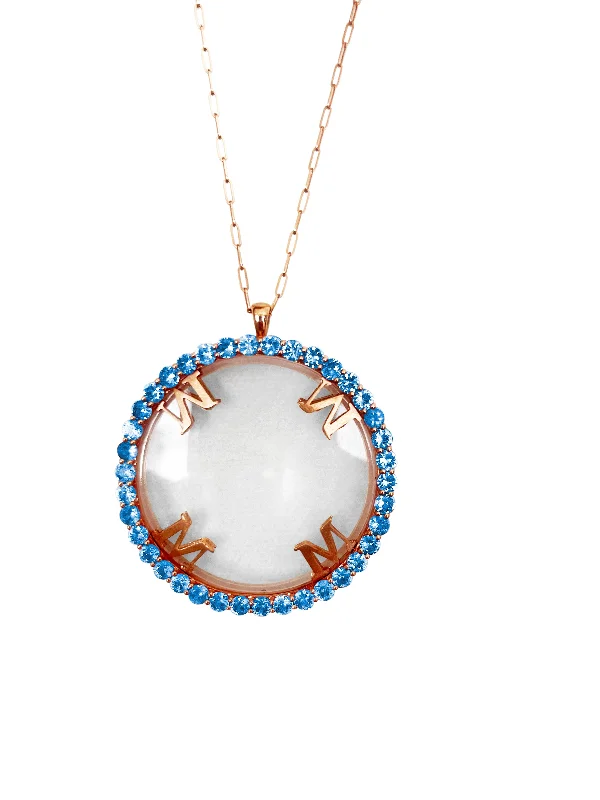 crystal pendant necklace for women -Magnifique Necklace Rose Gold with Blue Sapphire