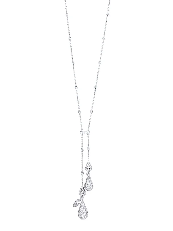 crystal charm necklace for women -Orchard Long Diamond White Gold Necklace