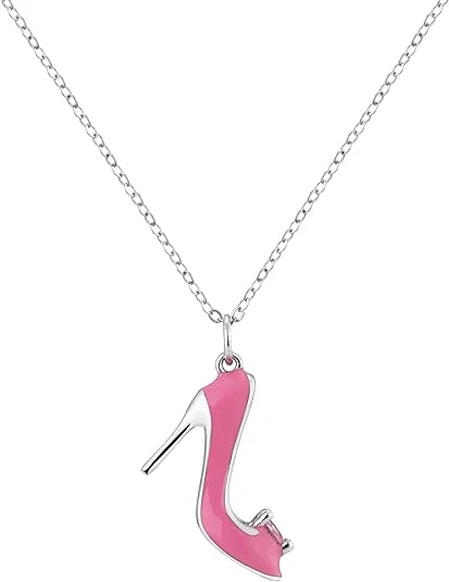 gold necklace for women -Pink Barbie Heel Necklace