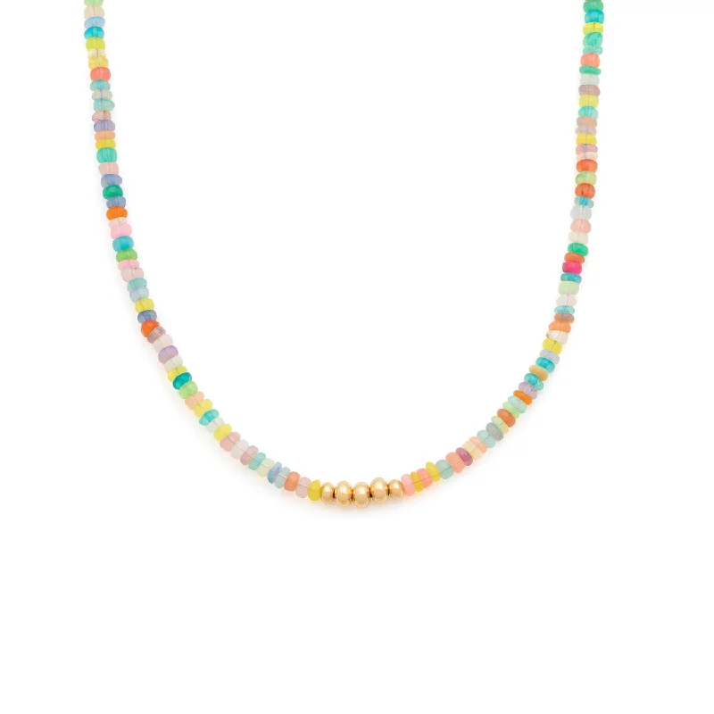 custom charm necklace for girlfriend -Rainbow Opal Necklace | Opal