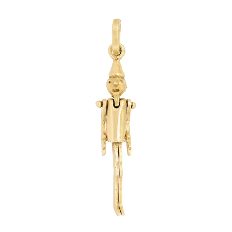 bold gold pendant necklace -Retro 14k Pinocchio Charm