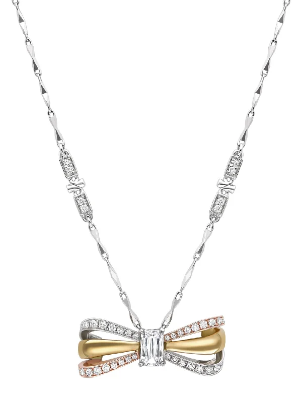 matching necklace for friends -Ribbons Ashoka Diamond Pendant