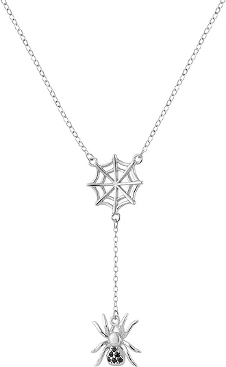 unique zodiac pendant necklace -Spider Dangling Web Necklace