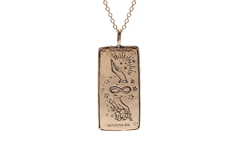 trendy necklace with pendant -The Magician Tarot Card Necklace