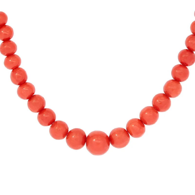 simple gold charm necklace -Victorian 10k Graduated Coral Bead Necklace