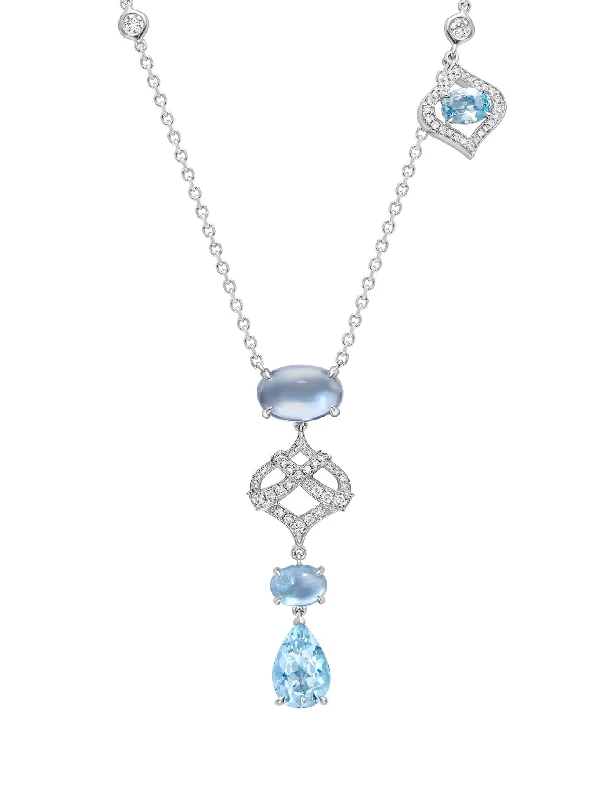 custom gemstone pendant for women -Woodland Aquamarine Diamond White Gold Pendant