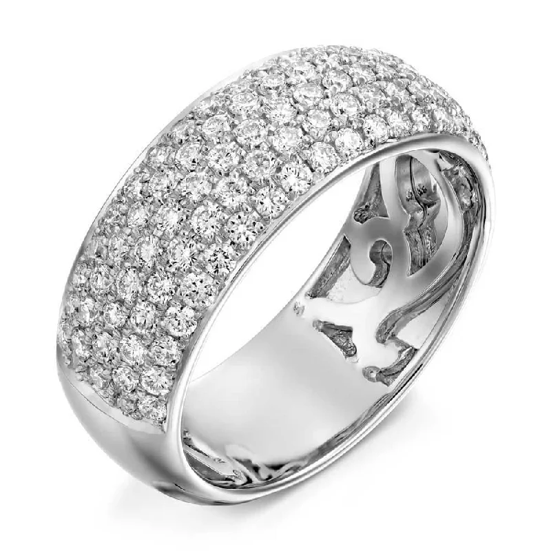 affordable wedding rings with cubic zirconia stones -1.50 Carat Micro Pave 7.2mm Lab Grown Diamond Wedding Ring