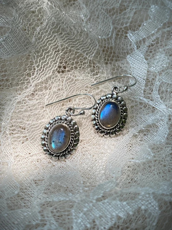 modern art-inspired earrings for women-Bordered Labradorite Dangles