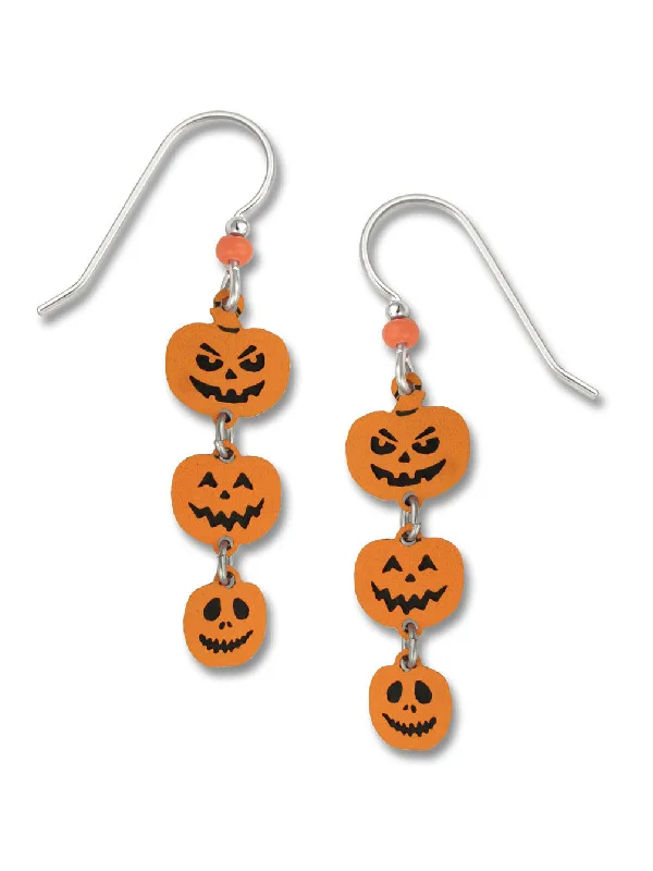 handmade ceramic earrings for unique styles-Triple Jack O' Lantern Dangles by Sienna Sky