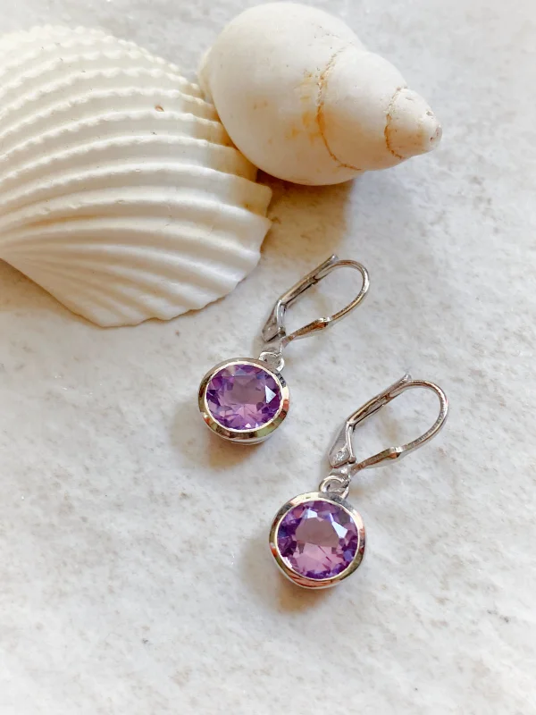 delicate gold earrings for a subtle look-Faceted Amethyst Dangles