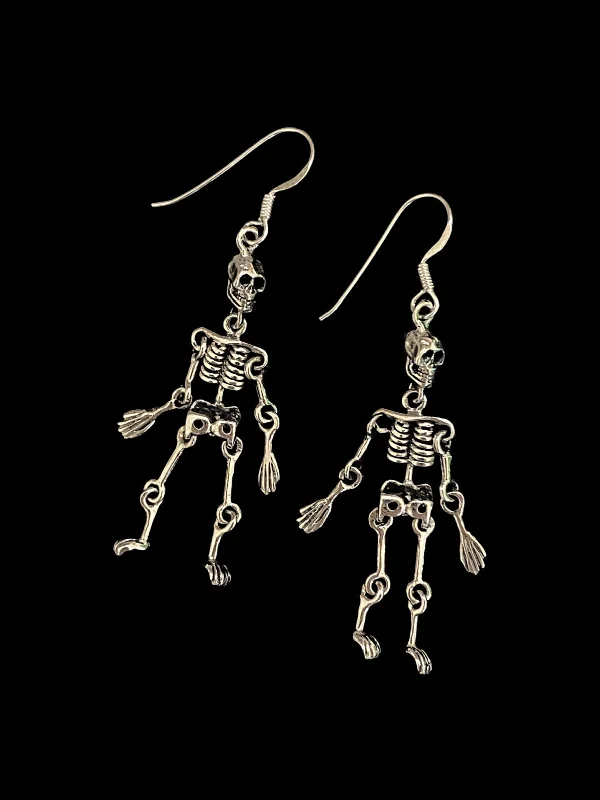 luxurious sapphire stud earrings for bridal wear-Dancing Skeleton Dangles