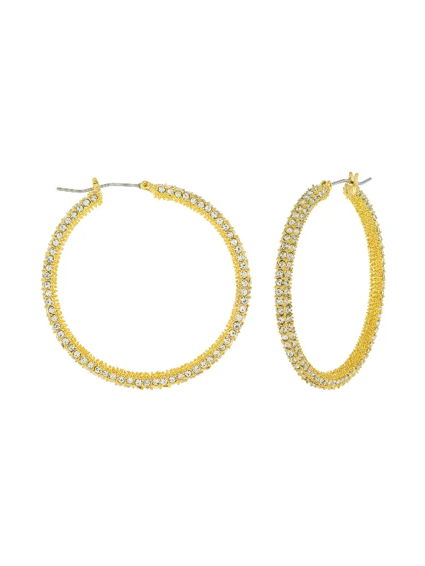 delicate diamond studs for casual style-Large Pave CZ Pincatch Hoops