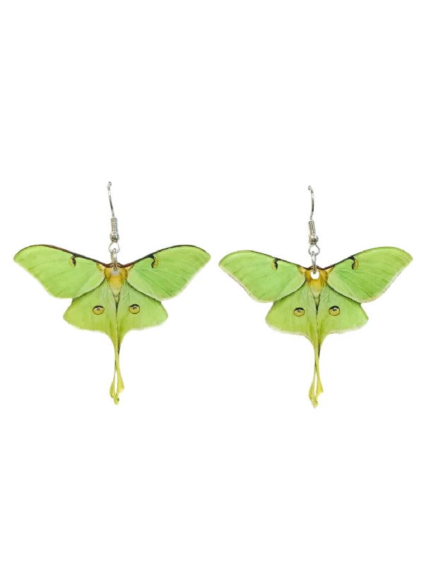 trendy triangle earrings for fashion-forward looks-Acrylic Luna Moth Statement Earrings