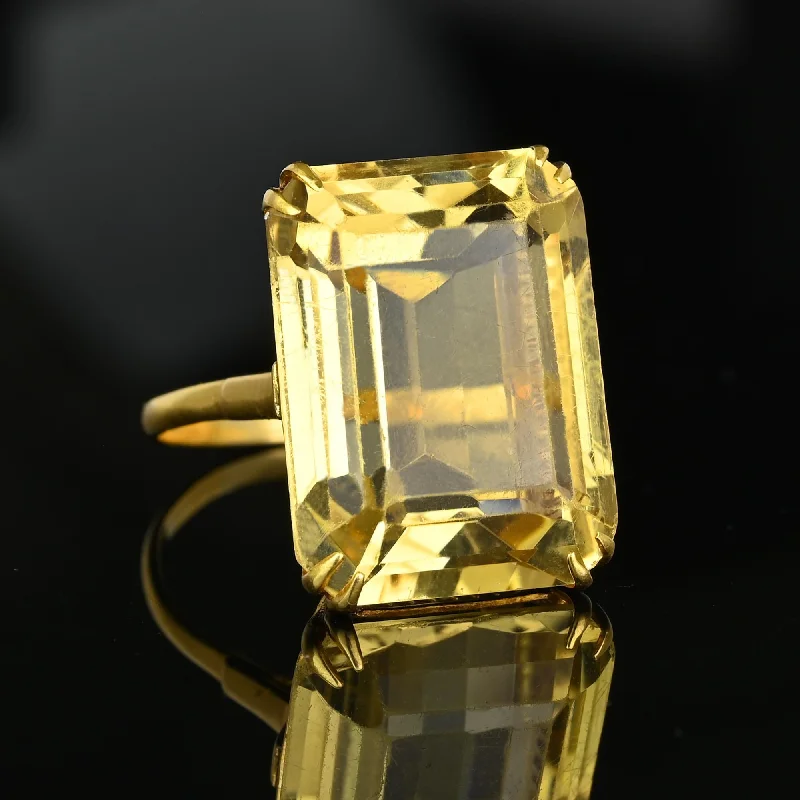 luxury wedding rings with radiant diamonds -18K Gold Step Cut Rectangular 16 CTW Natural Citrine Ring