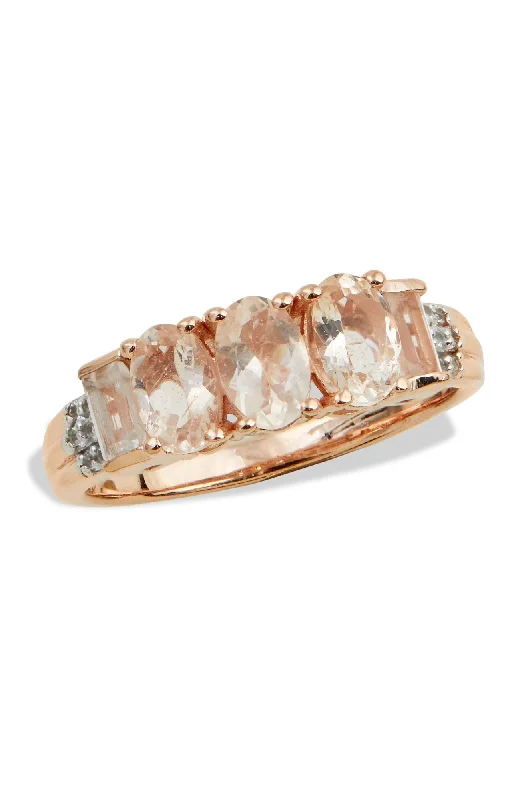 custom wedding bands with matching gemstones -18K ROSE VERMEIL MORGANITE RING