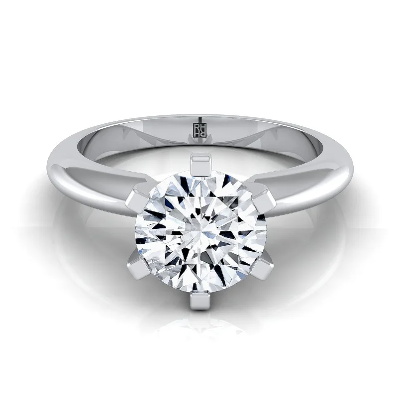 unique promise rings with personalized engravings -14K White Gold Round Brilliant  Simple Low Base Solitaire Engagement Ring