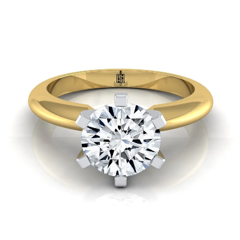 simple engagement rings with sparkling diamonds -14K Yellow Gold Round Brilliant  Simple Low Base Solitaire Engagement Ring