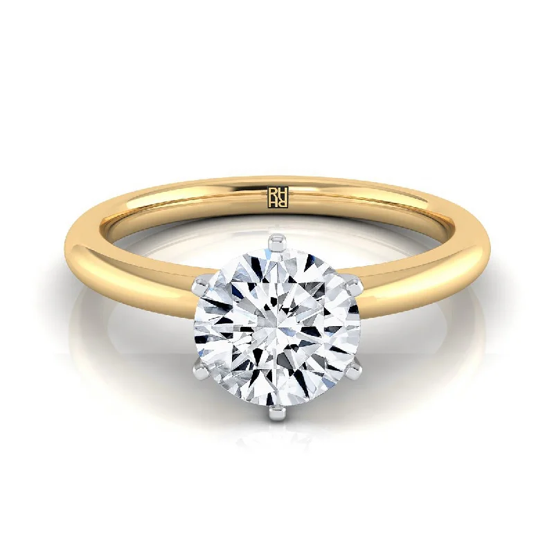 elegant rings with gemstones for special occasions -14K Yellow Gold Round Brilliant  Timeless Comfort Fit Engagement Ring