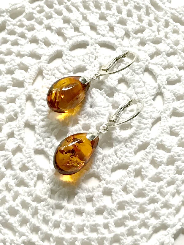 stylish butterfly earrings for a whimsical look-Amber Teardrop Dangles