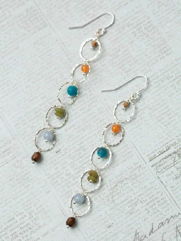 stylish crescent moon earrings for women-Vitality Gemstone Ringlet Statement Earrings by Anne Vaughan