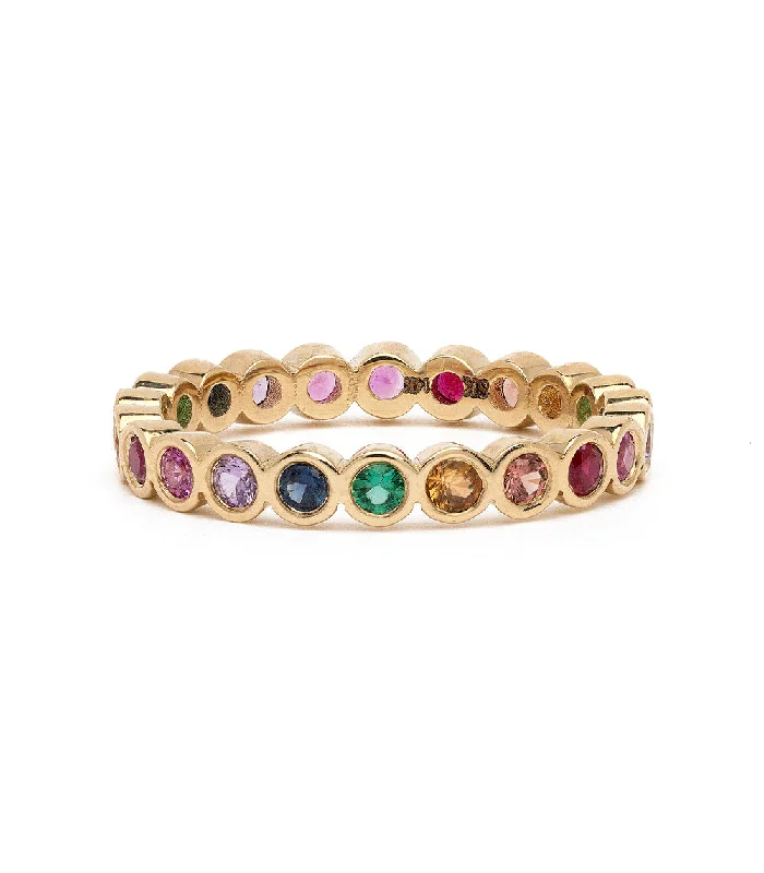 luxury wedding bands with diamond and emerald combinations -Aura Eternity Band