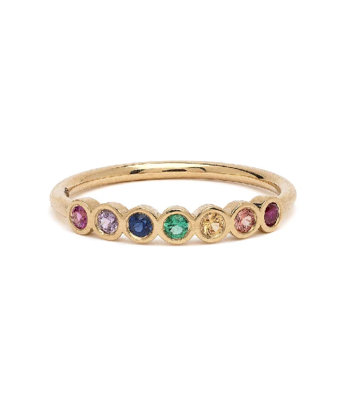 trendy wedding rings for modern couples with diamonds -Aura 7 Stone Band