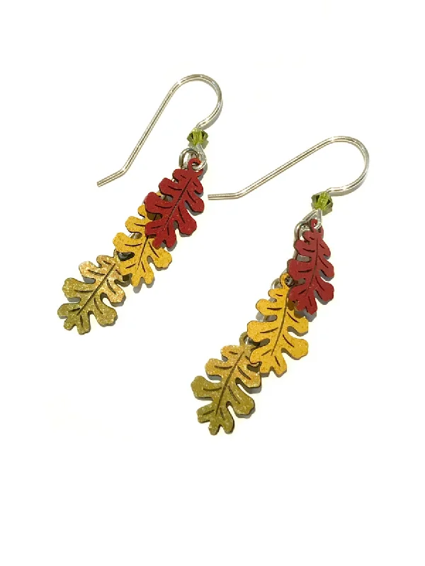 trendy triangle earrings for fashion-forward looks-Autumn Oak Leaf Dangles by Sienna Sky